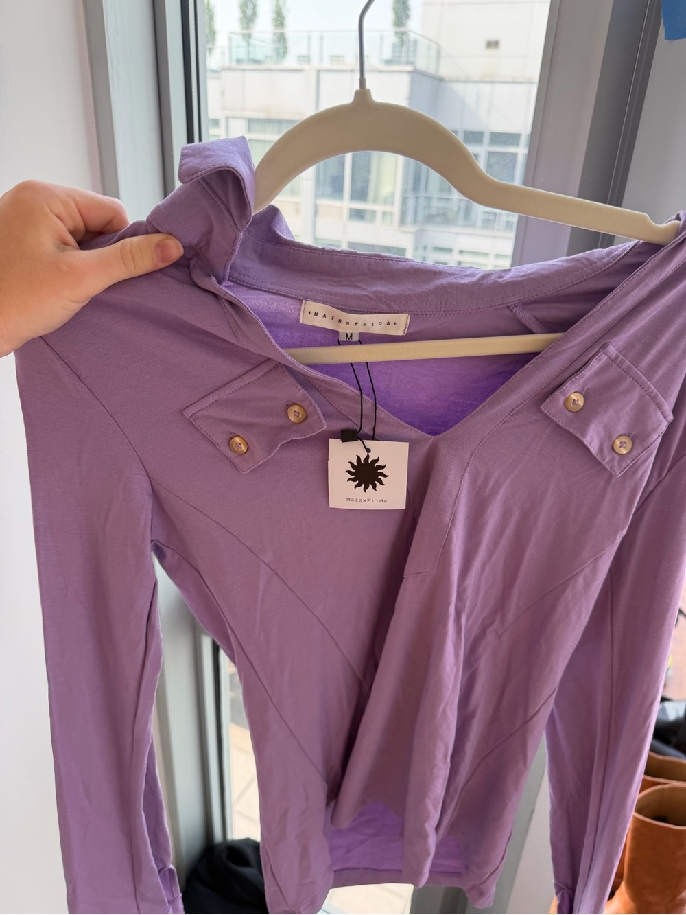 Women's Lavender Long-Sleeve Hooded Tee by